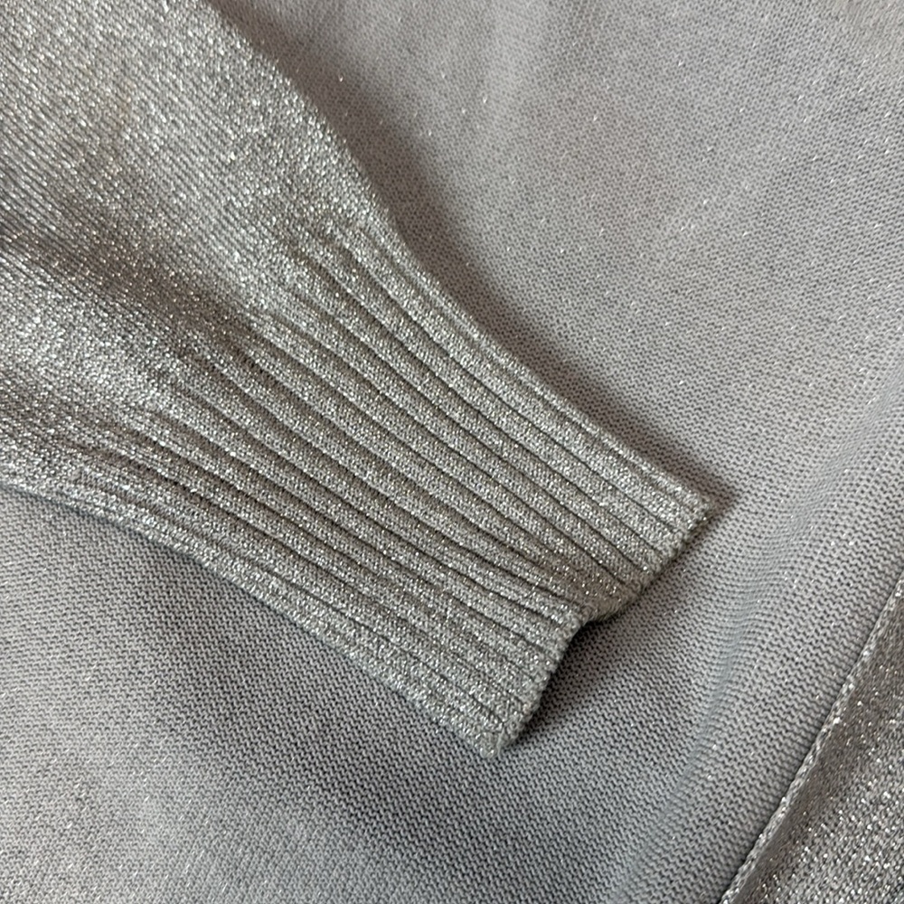 Escada Silver Shimmer Open Front Knit Cardigan Long Sleeve Luxury - Picture 6 of 12